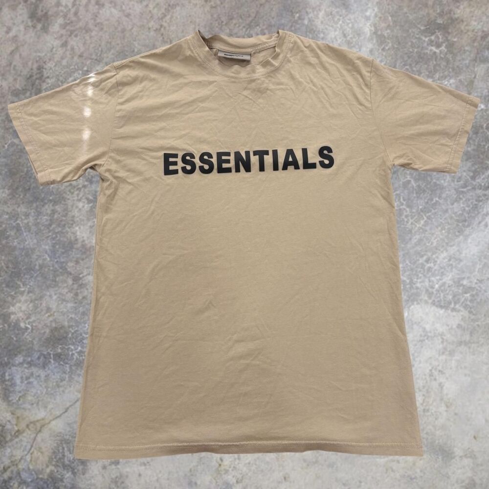 Essentials Fear Of God T shirt Mens L Tan Spell Out FOG